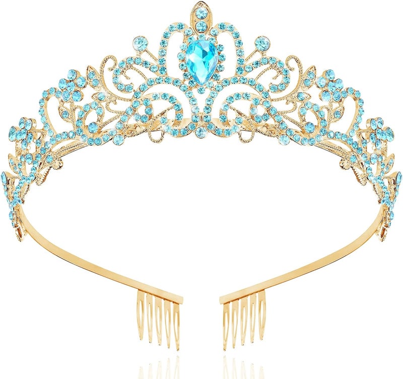 TAROSE Crowns for Women, Queen Crystal Gold Silver Tiaras with White Rhinestone and Combs, Goddess Crown for Wedding Bride Birthday Princess Bridal Shower Hair Accessories for Women - Image 1